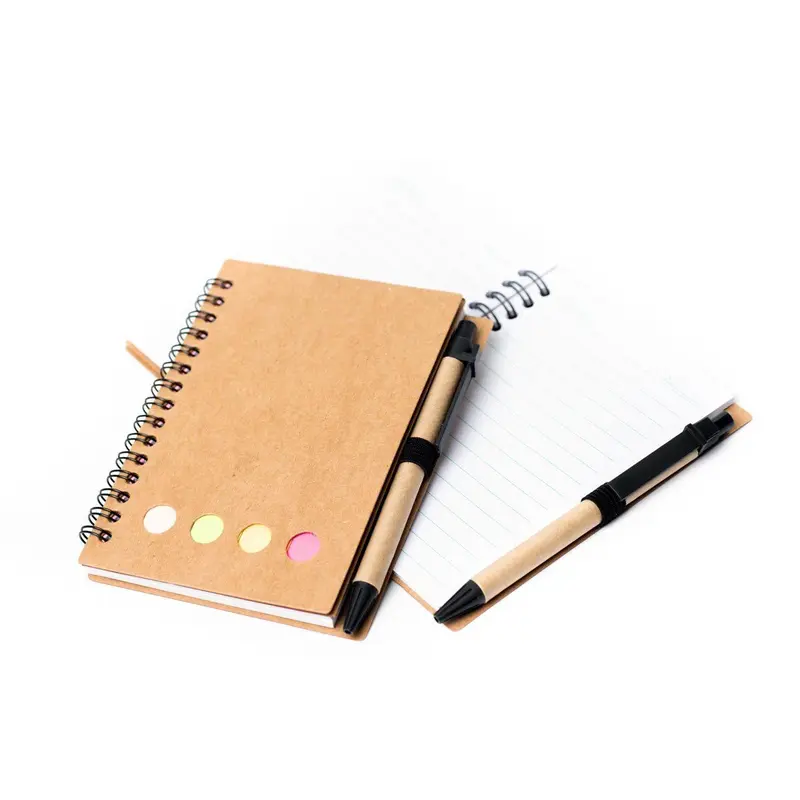 Recycled Notebook with Sticky Pad and PenAssorted