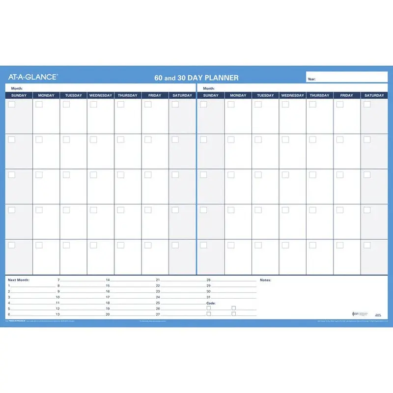 At-A-Glance 30/60-Day Erasable Horizontal Wall Planner [SKU - AAGPM23328]EA