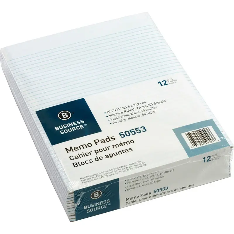 Business Source Glued Top Ruled Memo Pads - Letter [SKU - BSN50553]DZ