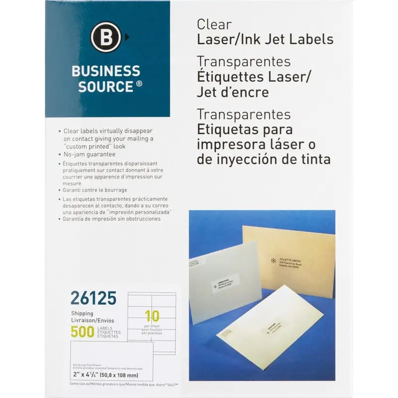 Business Source Clear Shipping Labels [SKU - BSN26125]PK