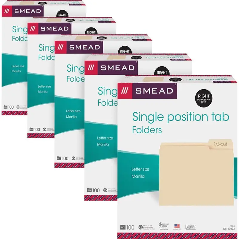 Smead 1/3 Tab Cut Letter Recycled Top Tab File Folder [SKU - SMD10333CT]CT