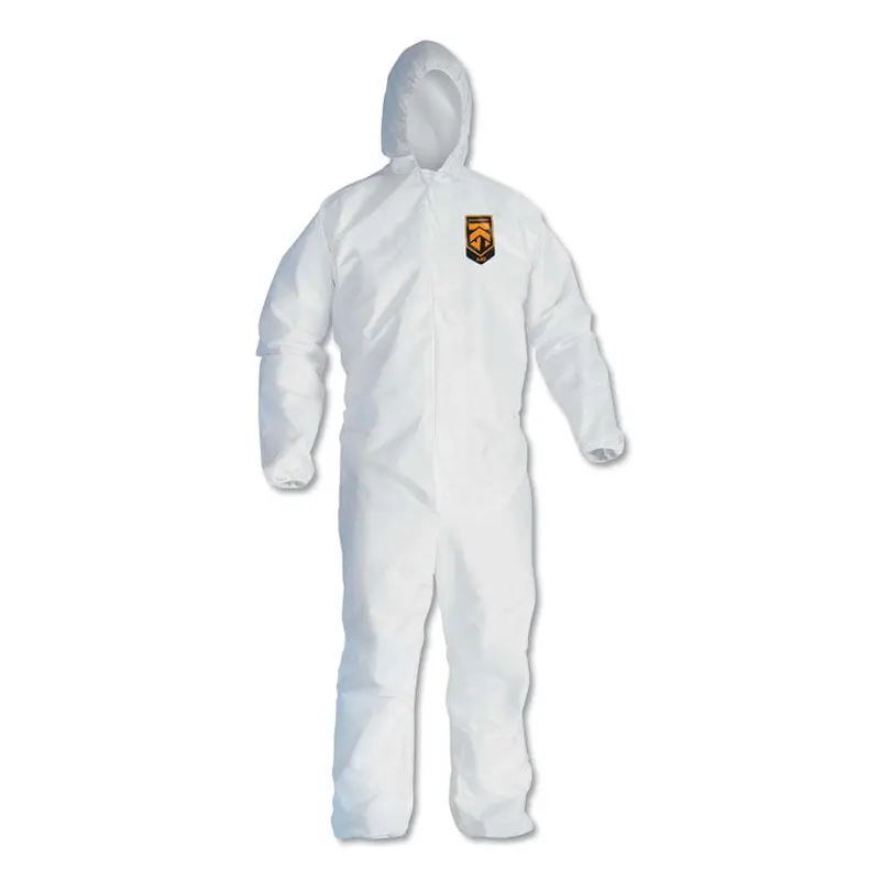 A40 Elastic-Cuff and Ankle Hooded Coveralls, Large, White, 25/Carton