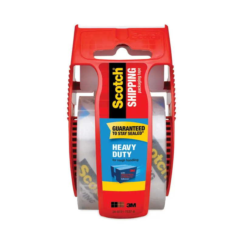 3850 Heavy-Duty Packaging Tape with Dispenser, 1.5" Core, 1.88" x 66.66 ft, Clear
