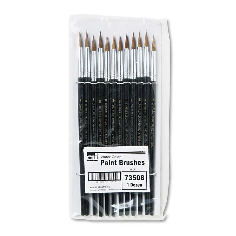 Artist Brush, Size 8, Camel Hair, Round Profile, 12/Pack