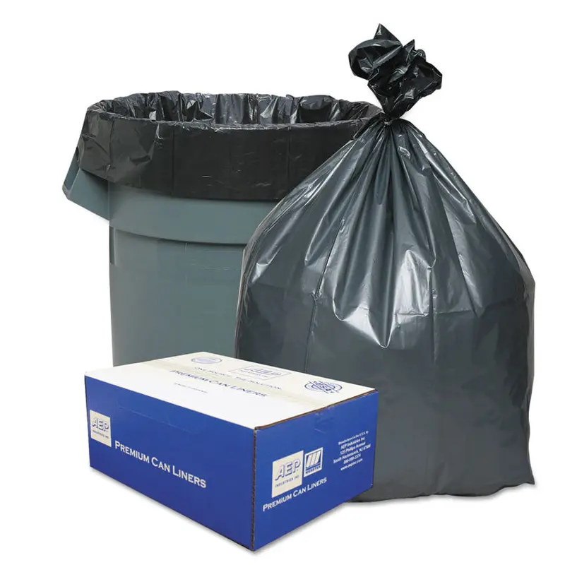 Can Liners, 33 gal, 1.35 mil, 33  x 40 , Gray, 10 Bags/Roll, 10 Rolls/Carton