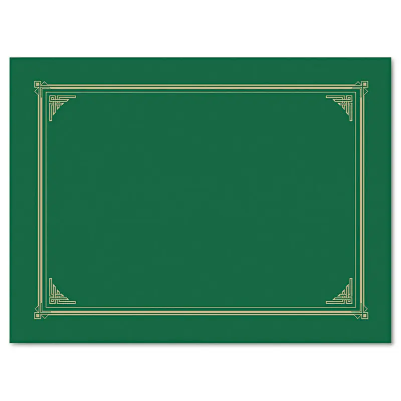Certificate/Document Cover, 12.5 x 9.75, Green, 6/Pack