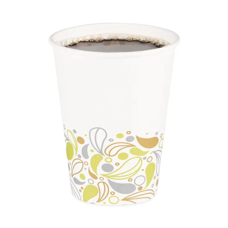 Deerfield Printed Paper Hot Cups, 12 oz, 50 Cups/Sleeve, 20 Sleeves/Carton