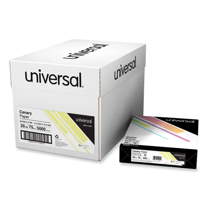 Deluxe Colored Paper, 20 lb Bond Weight, 8.5 x 11, Canary, 500/Ream
