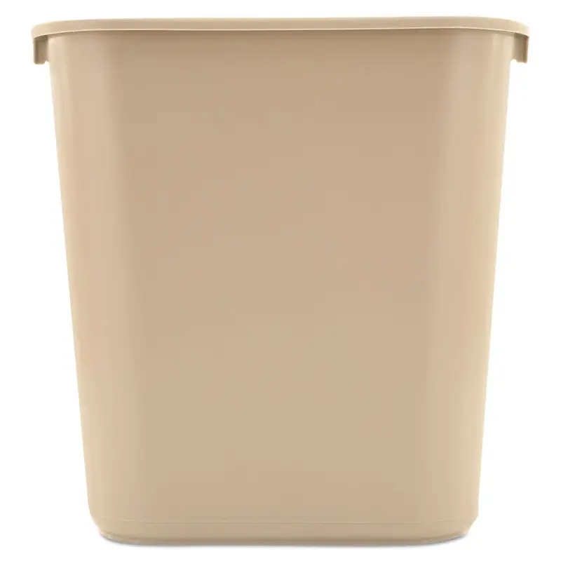 Deskside Plastic Wastebasket, 7 gal, Plastic, Beige