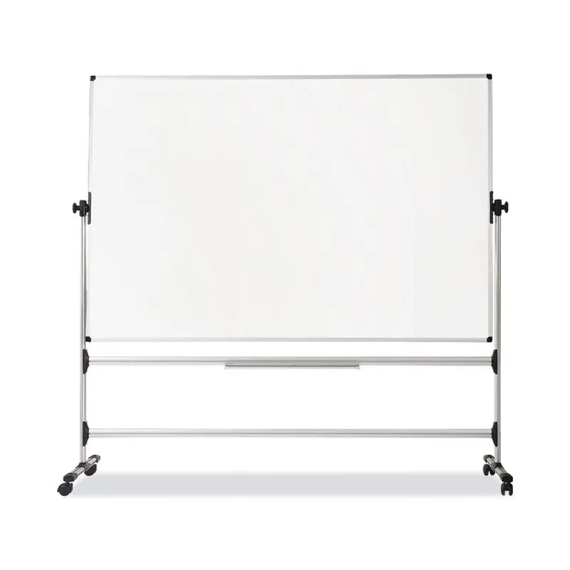 Earth Silver Easy Clean Mobile Revolver Dry Erase Boards, 36 x 48, White Surface, Silver Steel Frame