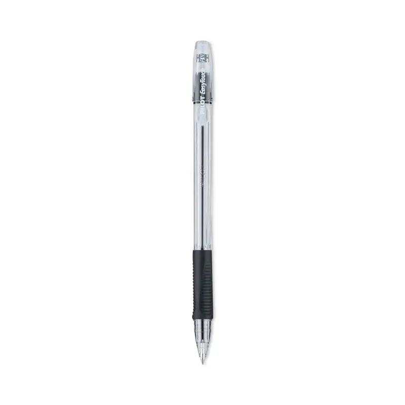 EasyTouch Ballpoint Pen, Stick, Fine 0.7 mm, Black Ink, Clear/Black Barrel, Dozen