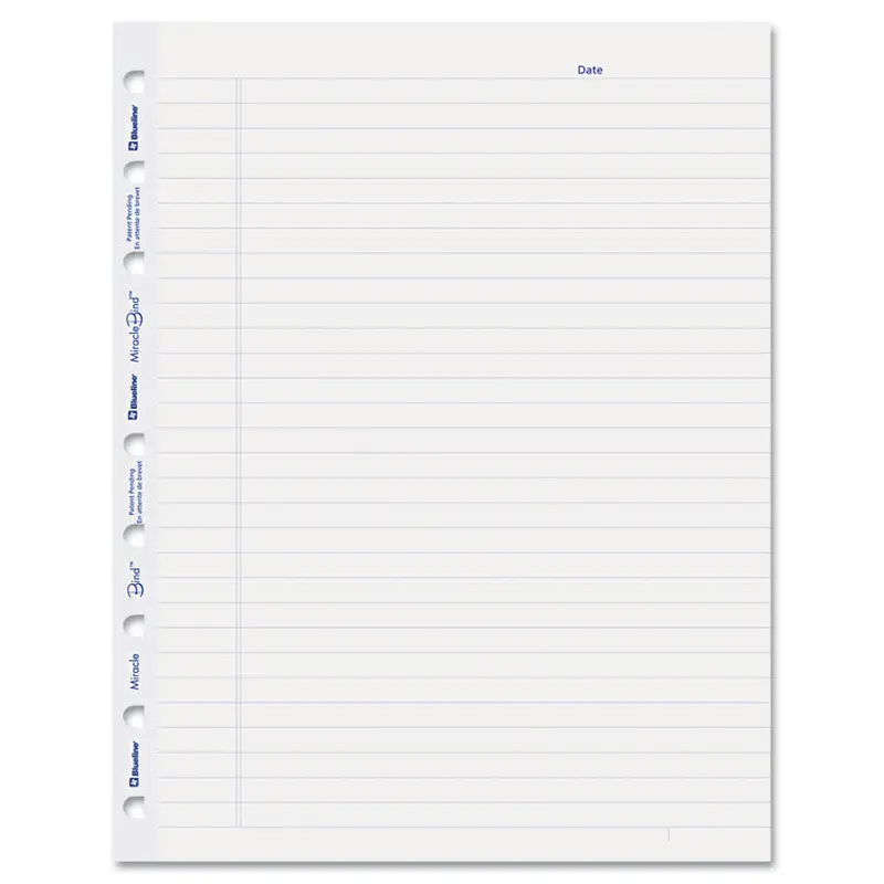 MiracleBind Ruled Paper Refill Sheets for all MiracleBind Notebooks and Planners, 9.25 x 7.25, White/Blue Sheets, Undated