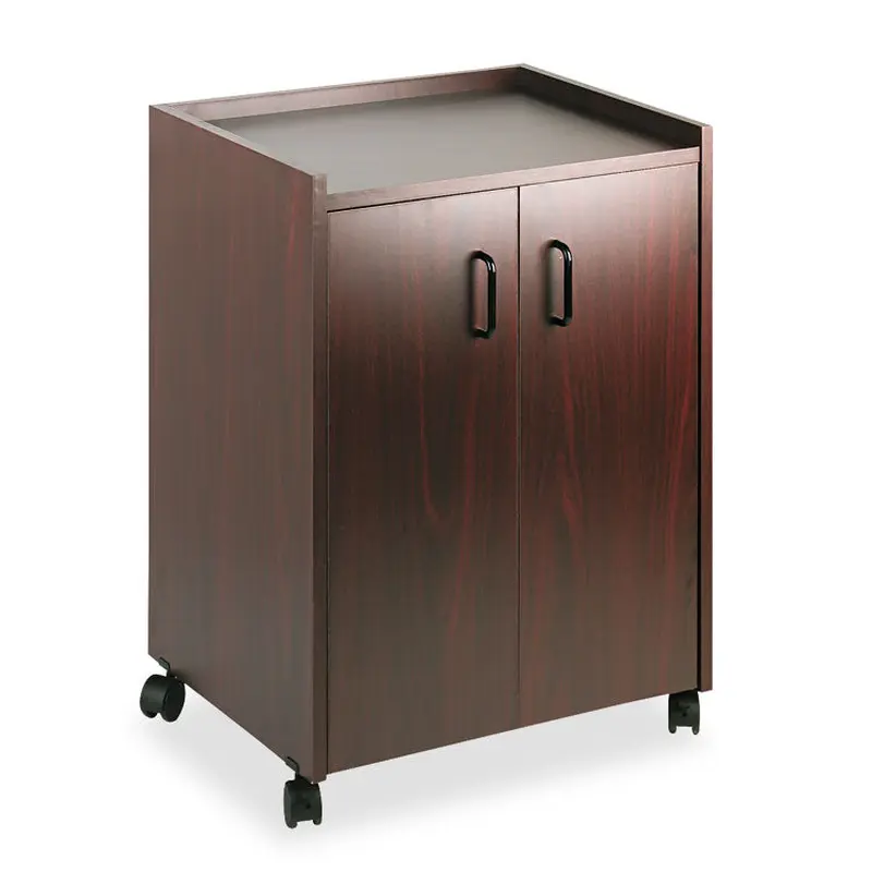 Mobile Refreshment Center, Engineered Wood, 3 Shelves, 23  x 18  x 31 , Mahogany