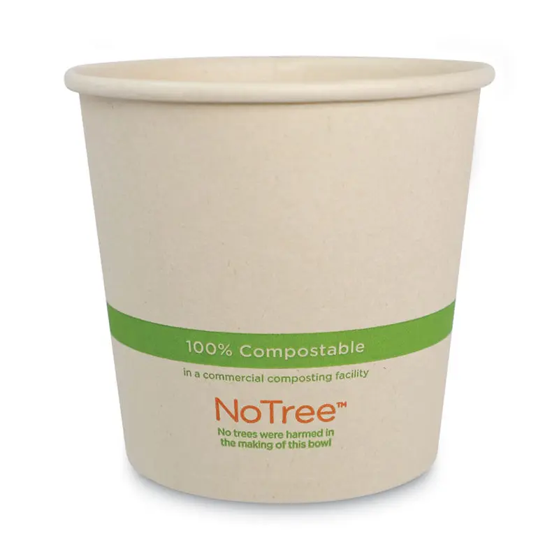 No Tree Paper Bowls, 24 oz, 4.4  Diameter x 4.5 h, Natural, Sugarcane, 500/Carton