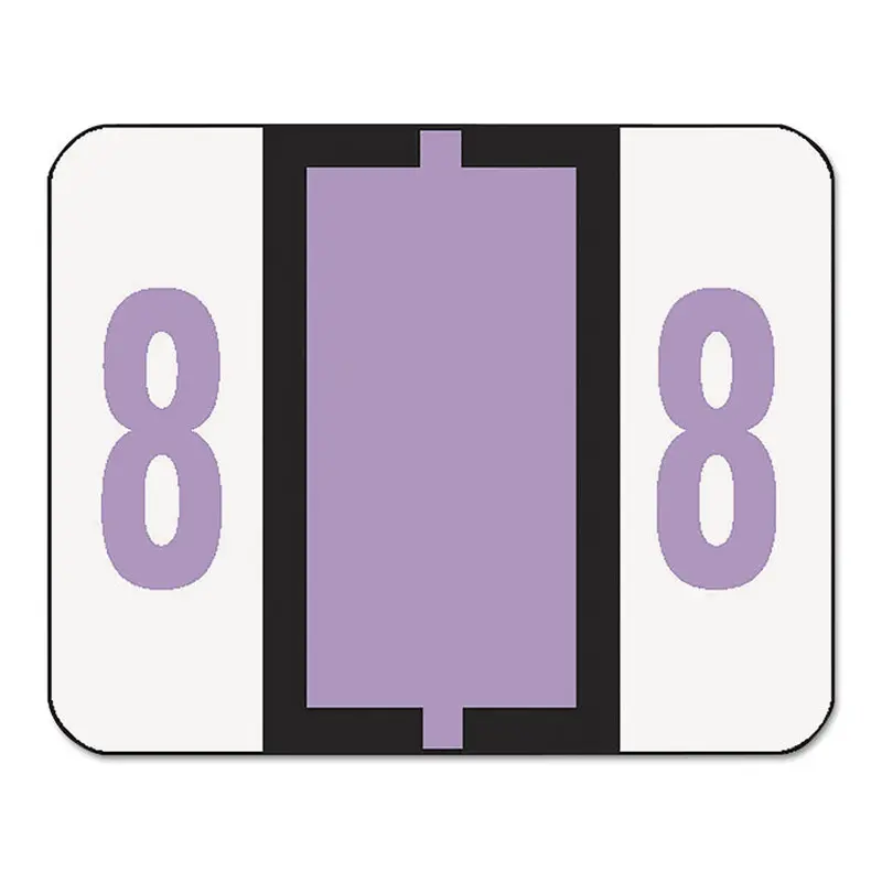 Numerical End Tab File Folder Labels, 8, 1 x 1.25, White, 500/Roll