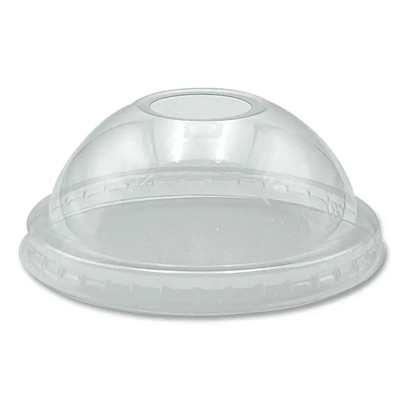 PET Cold Cup Dome Lids, Fits 9 oz to 10 oz PET Cups, Clear, 100/Pack