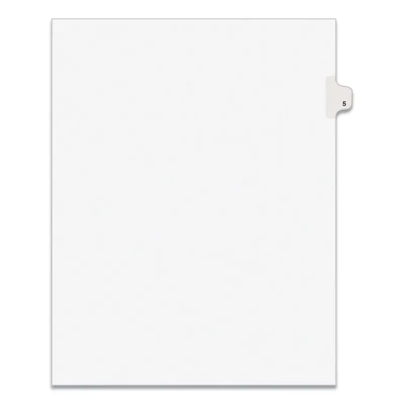 Preprinted Legal Exhibit Side Tab Index Dividers, Avery Style, 10-Tab, 5, 11 x 8.5, White, 25/Pack