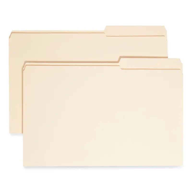 Reinforced Guide Height File Folders, 2/5-Cut Tabs: Right Position, Legal Size, 0.75" Expansion, Manila, 100/Box