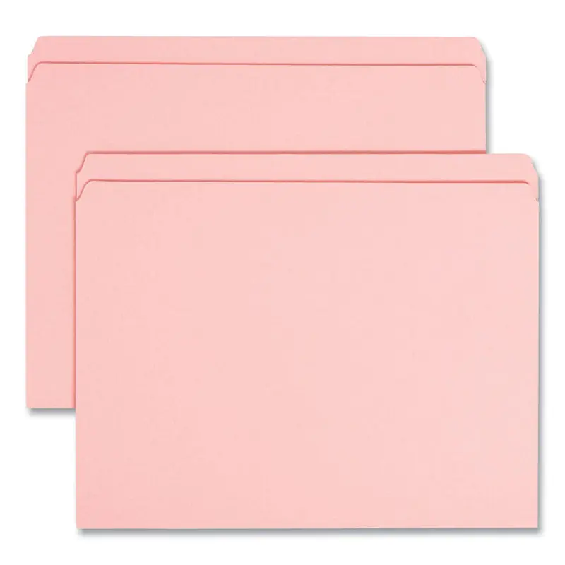 Reinforced Top Tab Colored File Folders, Straight Tabs, Letter Size, 0.75" Expansion, Pink, 100/Box