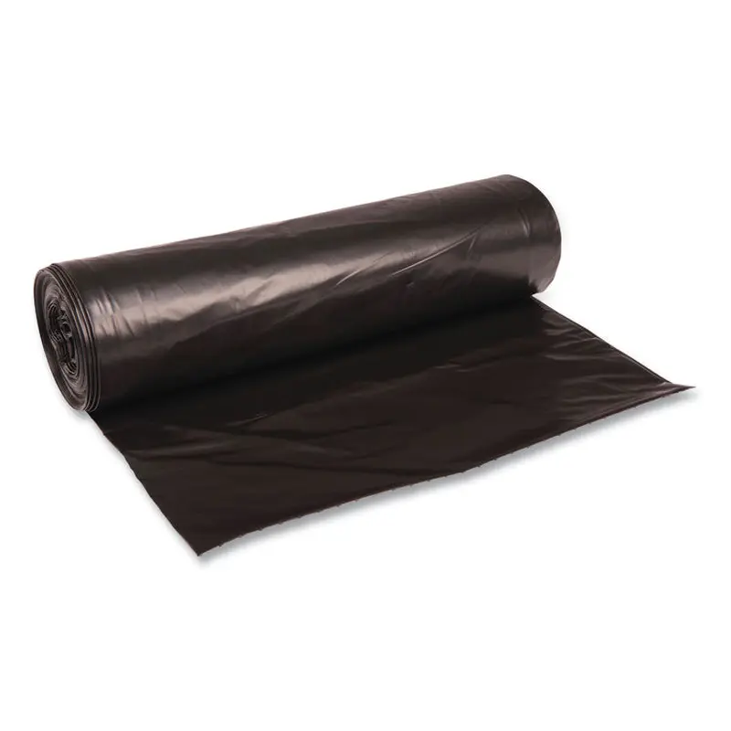 Recycled Low-Density Polyethylene Can Liners, 56 gal, 1.6 mil, 43  x 47 , Black, Perforated, 20 Bags/Roll, 5 Rolls/Carton