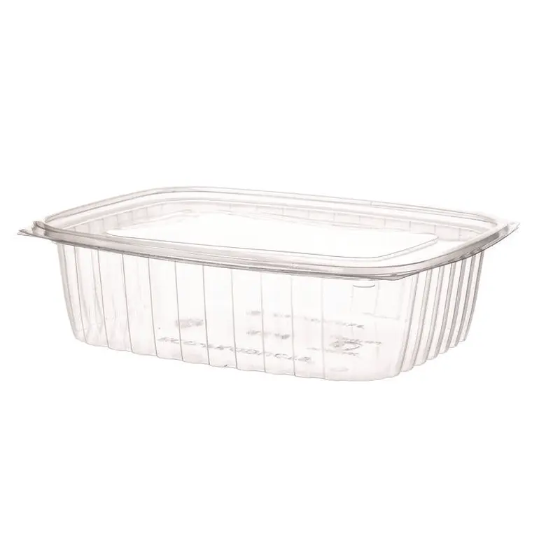 Renewable and Compostable Rectangular Deli Containers, 48 oz, 8 x 6 x 2, Clear, Plastic, 50/Pack, 4 Packs/Carton
