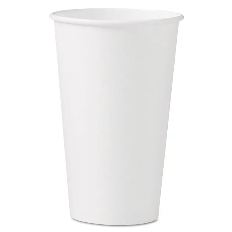 Single-Sided Poly Paper Hot  Cups, 16 oz, White, 50 Sleeve, 20 Sleeves/Carton