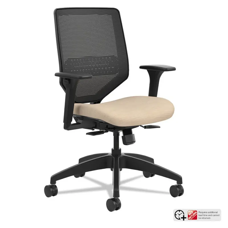 Solve Series Mesh Back Task Chair, Supports Up to 300 lb, 16  to 22  Seat Height, Putty Seat, Black Back/Base