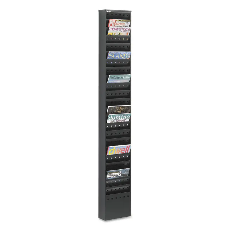 Steel Magazine Rack, 23 Compartments, 10w x 4d x 65.5h, Black