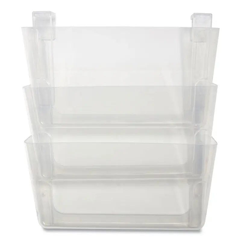Unbreakable Plastic Wall File, 3 Sections, Letter Size, 13  x 3.74  x 15.03 , Clear