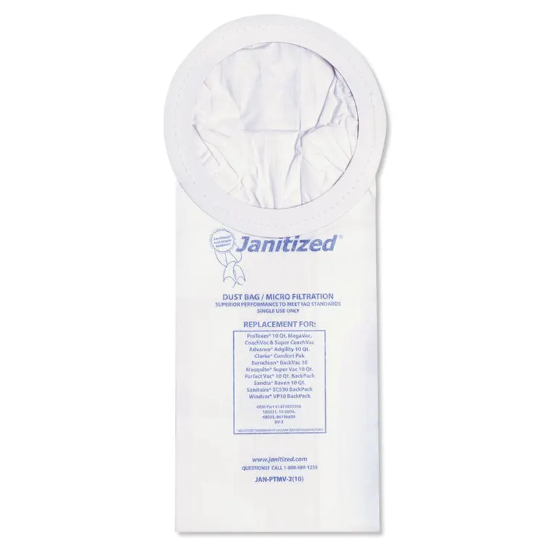 Vacuum Filter Bags Designed to Fit ProTeam 10 qt Super Coach/MegaVac, 100/Carton