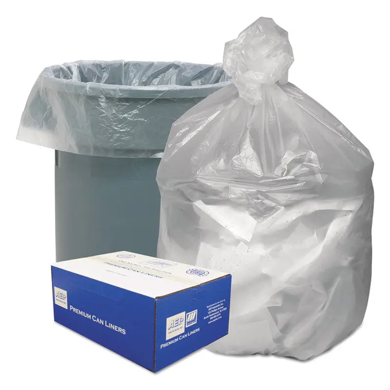Waste Can Liners, 30 gal, 8 mic, 30  x 36 , Natural, 25 Bags/Roll, 20 Rolls/Carton