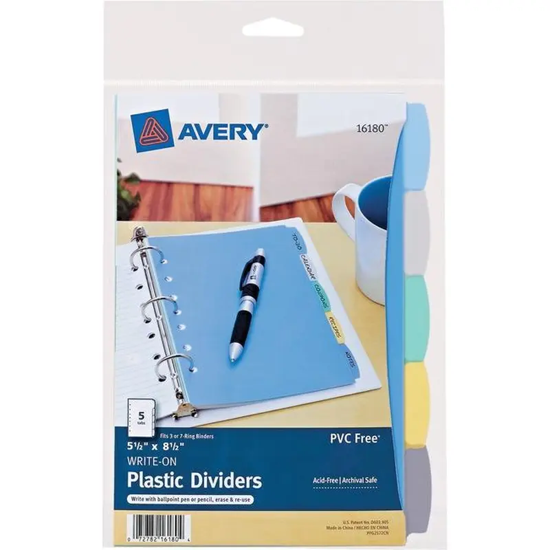 16180 5 1/2" X 8 1/2" DURABLE WRITEON PLASTIC DIVIDER MUL
