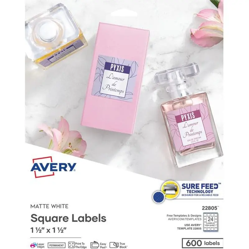 22805 PRINTTOTHEEDGE SQUARE LABELS 1 1/2" X 1 1/2" 25 SH
