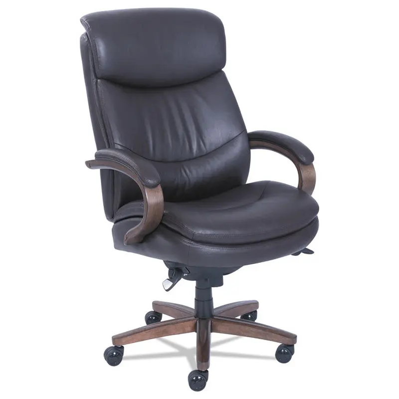Woodbury Big/Tall Executive Chair, Supports Up to 400 lb, 20.25  to 23.25  Seat Height, Brown Seat/Back, Weathered Sand Base