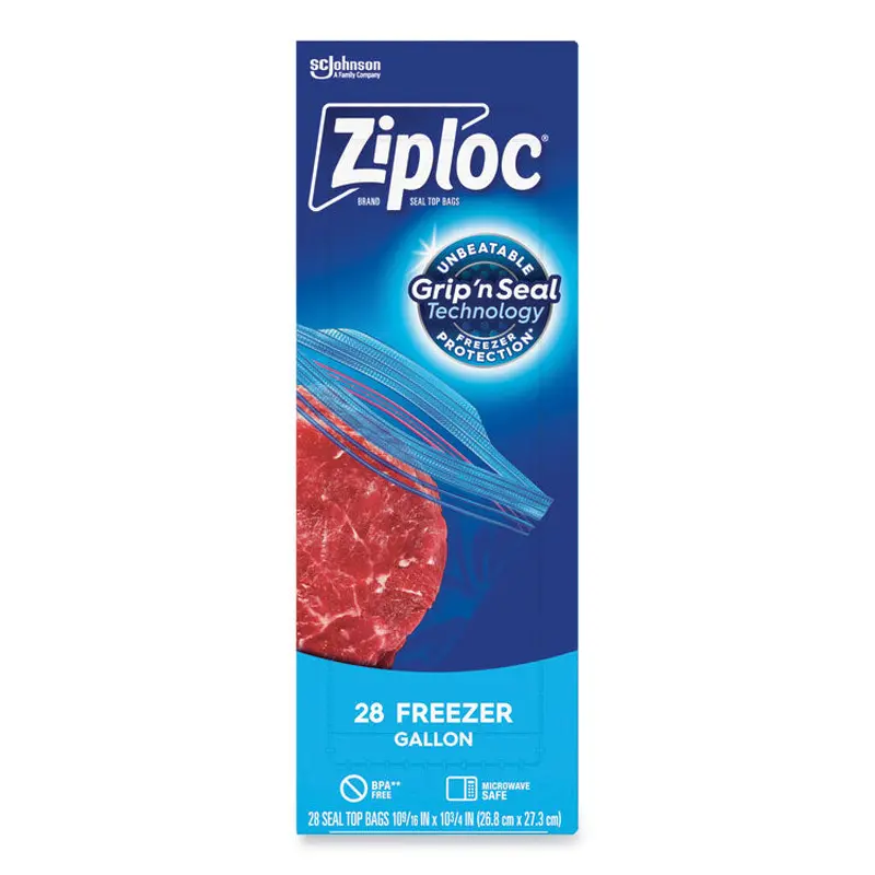 Zipper Freezer Bags, 1 gal, 9.6  x 12.1 , Clear, 28 Bags/Box, 9 Boxes/Carton
