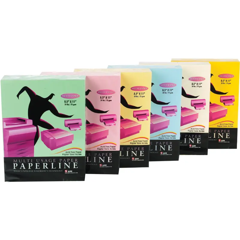 APP Inkjet, Laser Colored Paper - Letter - 8 1/2" x 11" - 20lb - All Colors (BLU, GRN, LAV, PNK, YLW)Pastel Blue