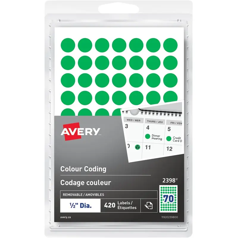 Avery Removable Colour Coding Labels Handwrite, "