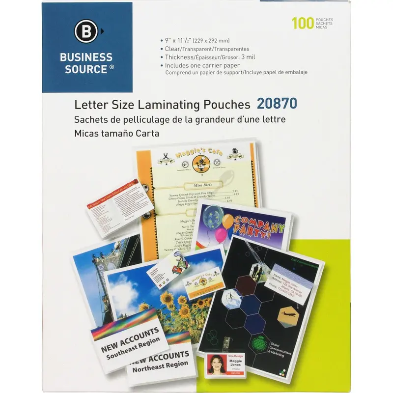 Business Source 3 ml Letter Size Laminating Pouches