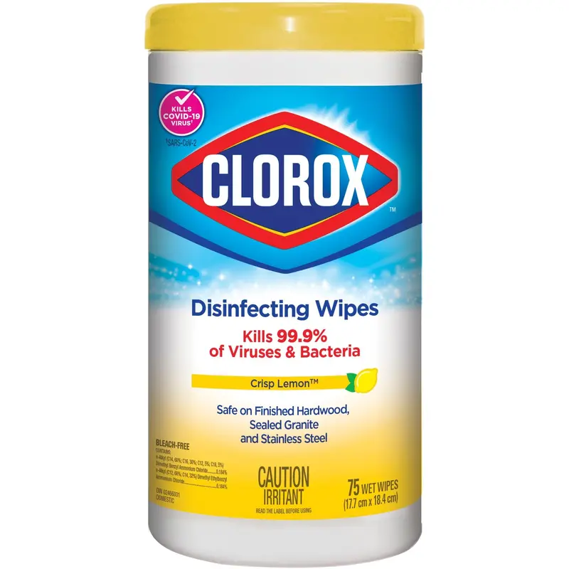 Clorox Disinfecting Wipe - Lemon Scent Width - 75 / Pack - 1 Each