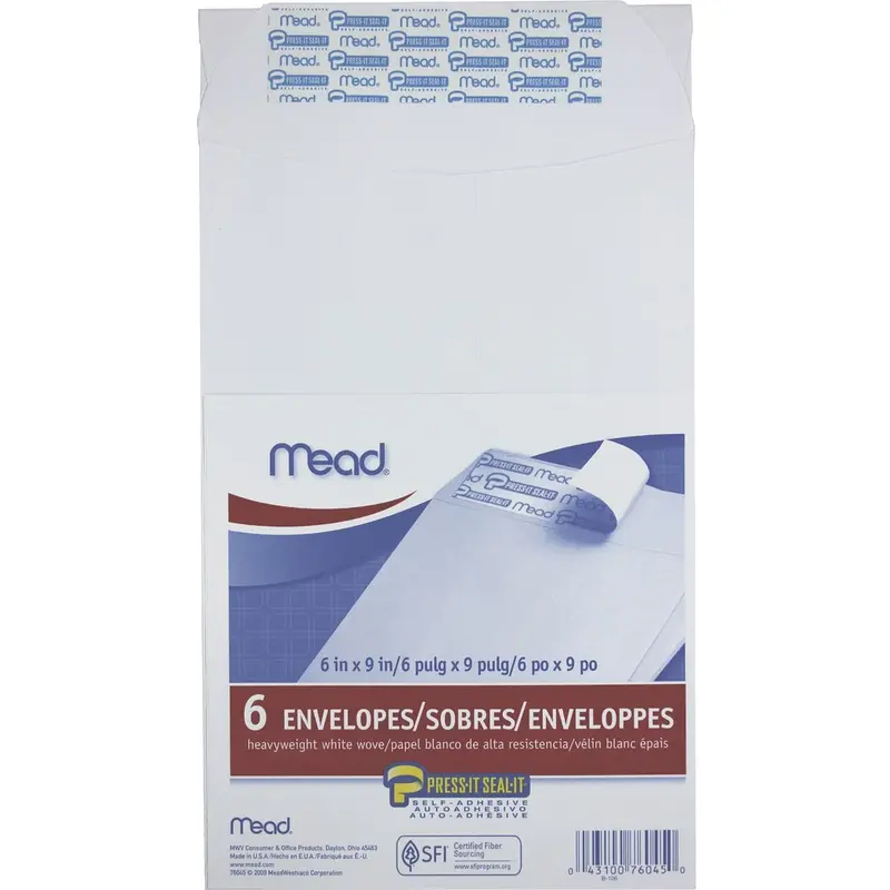 Mead Press-it Seal-it" White Envelope