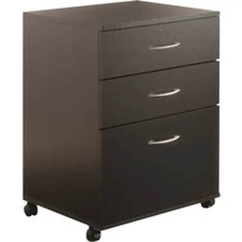 Nexera Essentials Mobile Filing Cabinet, 3-Drawer, Black