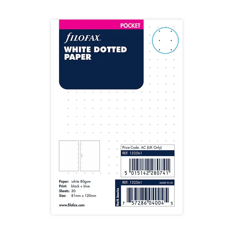 Filofax System Notebook Refill Small Pocket Size Dot (132561)