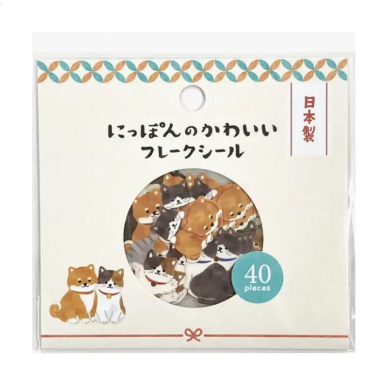 Gaia Cute Japanese Flake StickersShiba Inu Cat