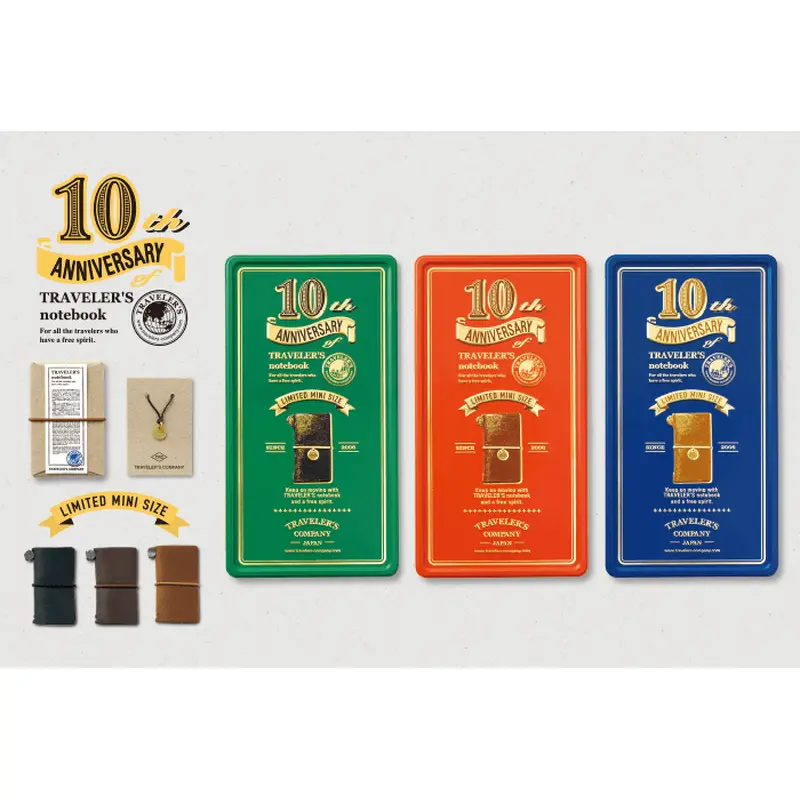 Midori Traveler's Notebook 10th Anniversary Can Set Mini LimitedGreen