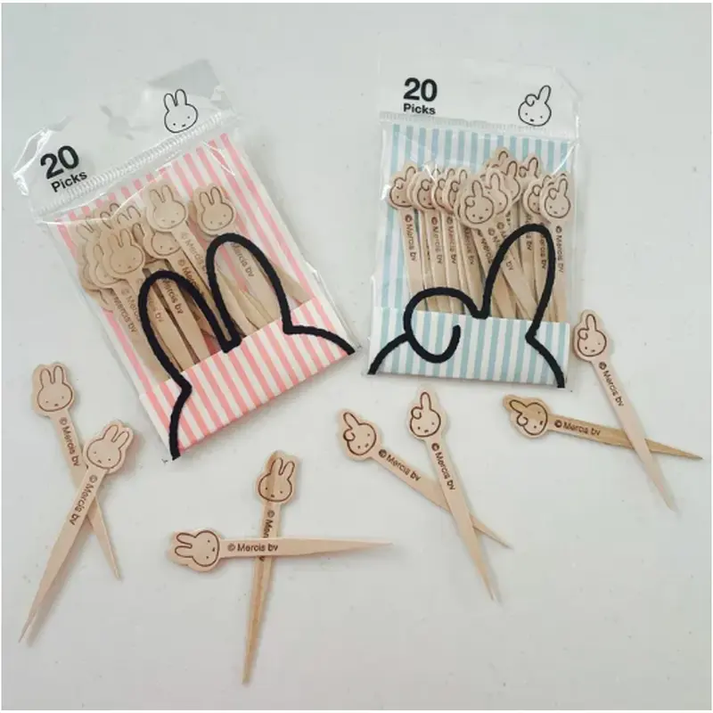 Miffy Wooden Picks With Handles ShapedBlue