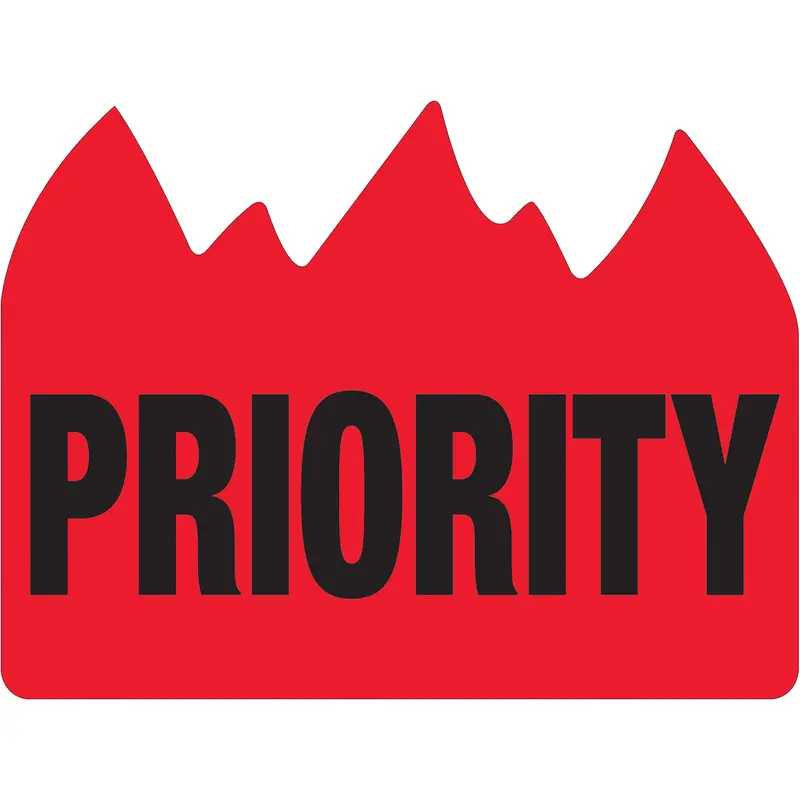 1 1/2 x 2" - "Priority" (Bill of Lading) Flame Labels 500/Roll