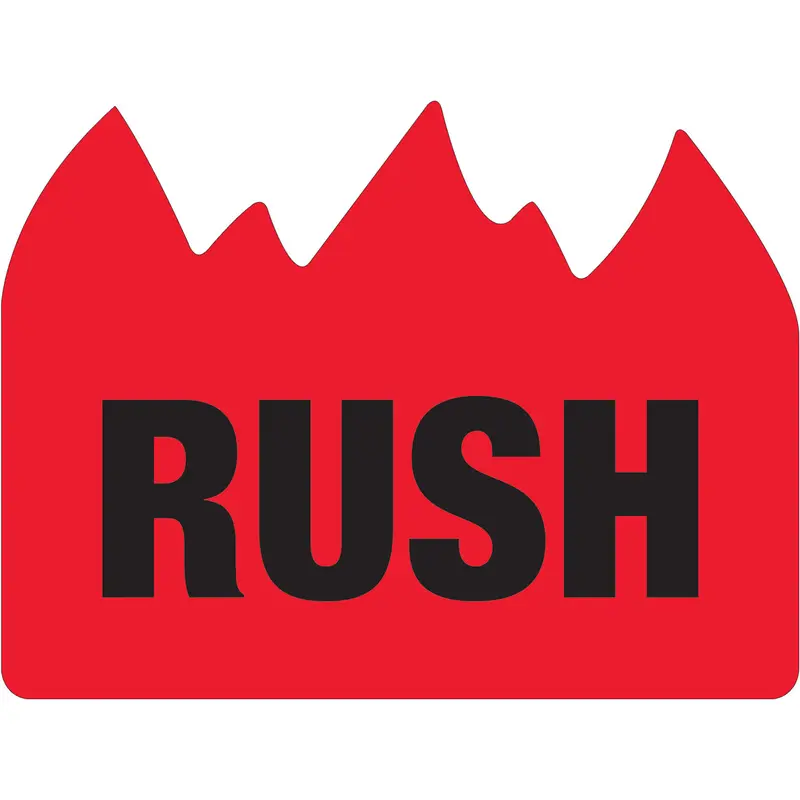 1 1/2 x 2" - "Rush" (Bill of Lading) Flame Labels 500/Roll