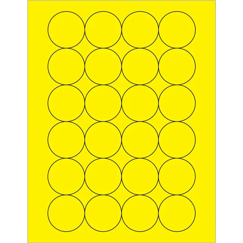1 2/3" Fluorescent Yellow Circle Laser Labels 2400/Case