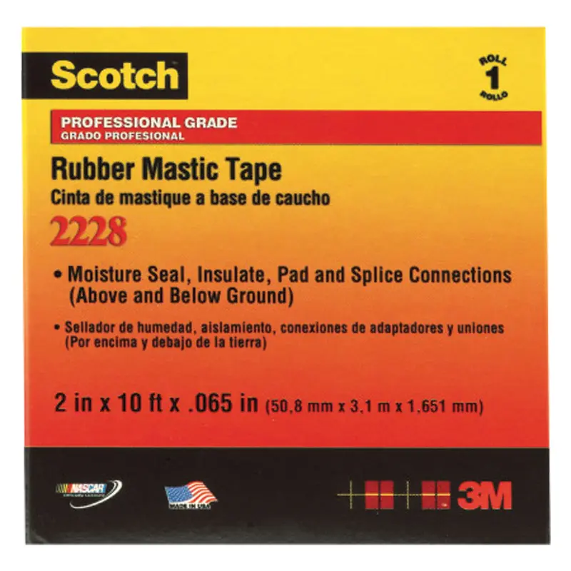 1" x 10 Feet Black 3M 2228 Rubber Mastic Electrical Tape 12/Case
