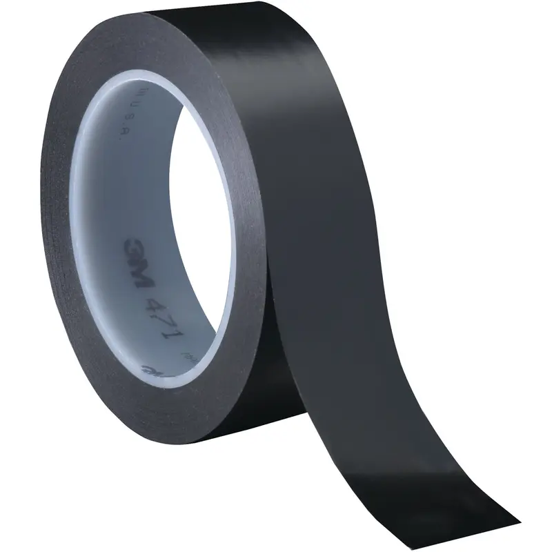 1" x 36 yds. Black 3M 471 Vinyl Tape 3/Case